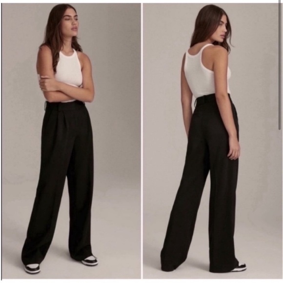 NEW Favorite Daughter The Favorite Pants BlackHigh Waist Wide Leg Size 12